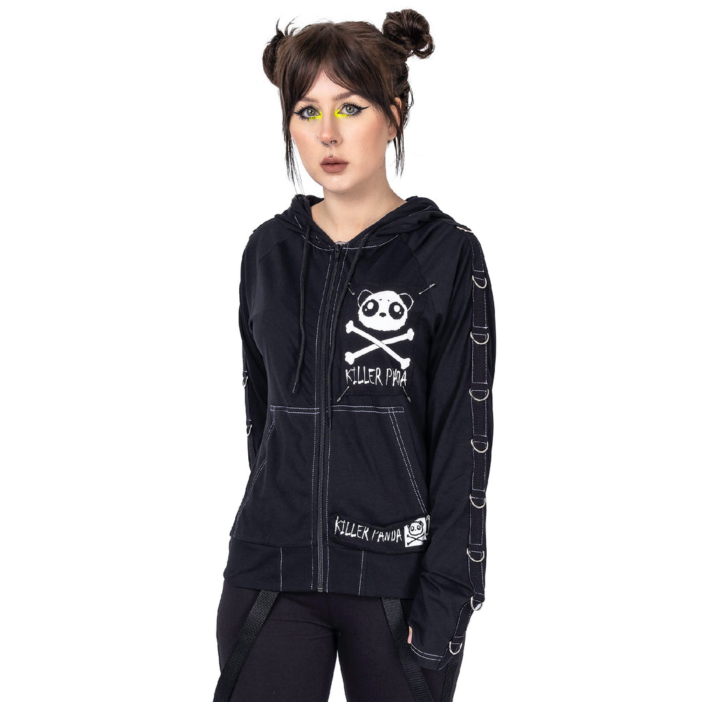Killer Panda KP Void Hood Black Panda Ear Zip Hoodie - Rockinredfox