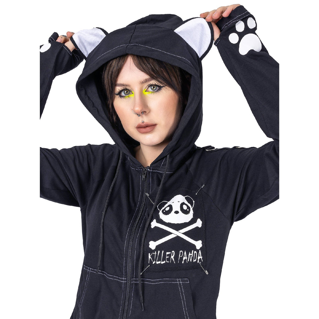 Killer Panda KP Void Hood Black Panda Ear Zip Hoodie - Rockinredfox