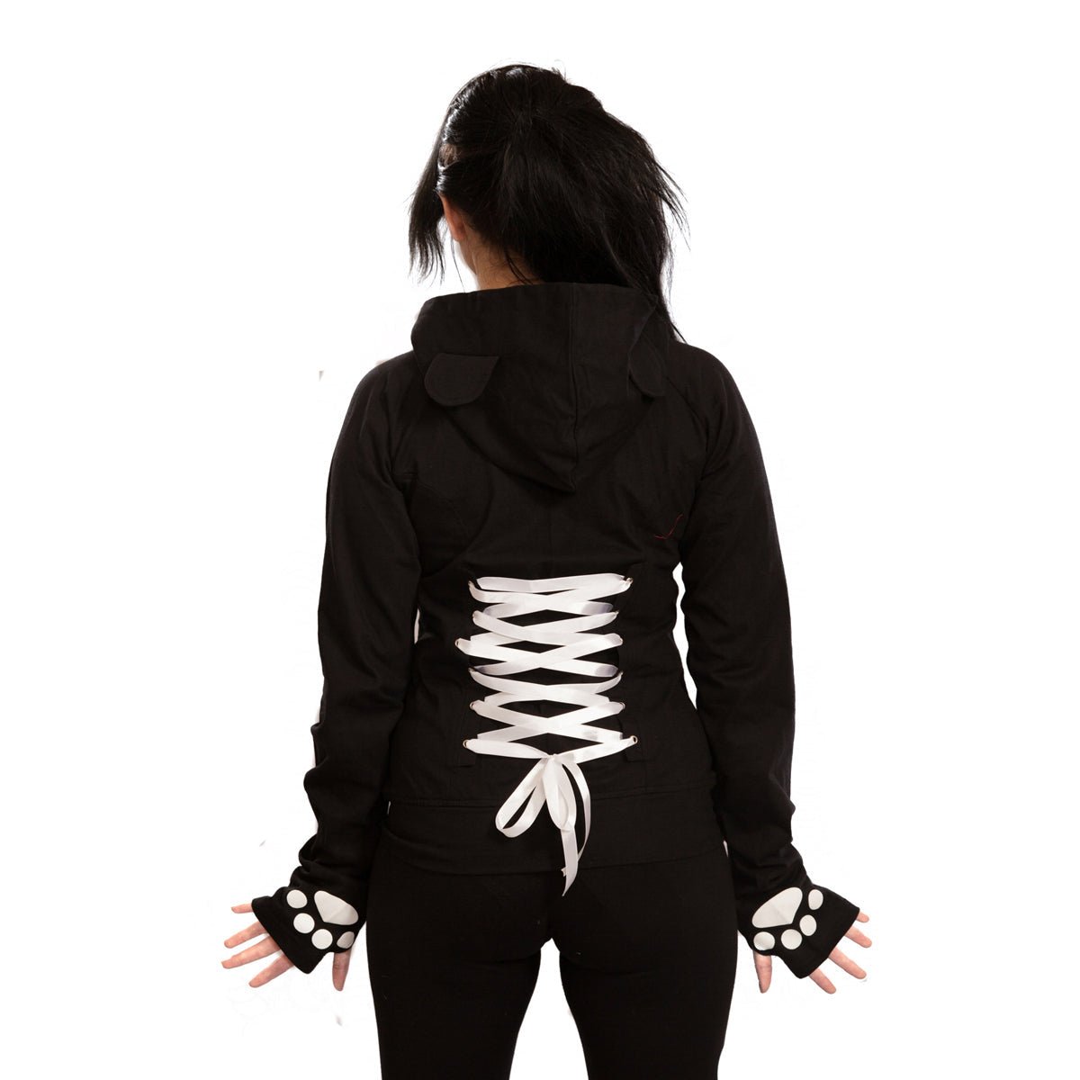 Killer Panda Raw Hood Black Panda Gothic Zip Hoodie - Rockinredfox