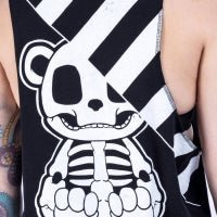 Killer Panda Skull & Crossbones Vest Black Gothic Tank Top Alternative Streetwear - Rockinredfox