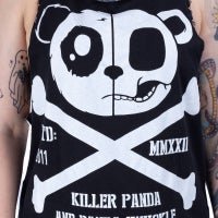 Killer Panda Skull & Crossbones Vest Black Gothic Tank Top Alternative Streetwear - Rockinredfox