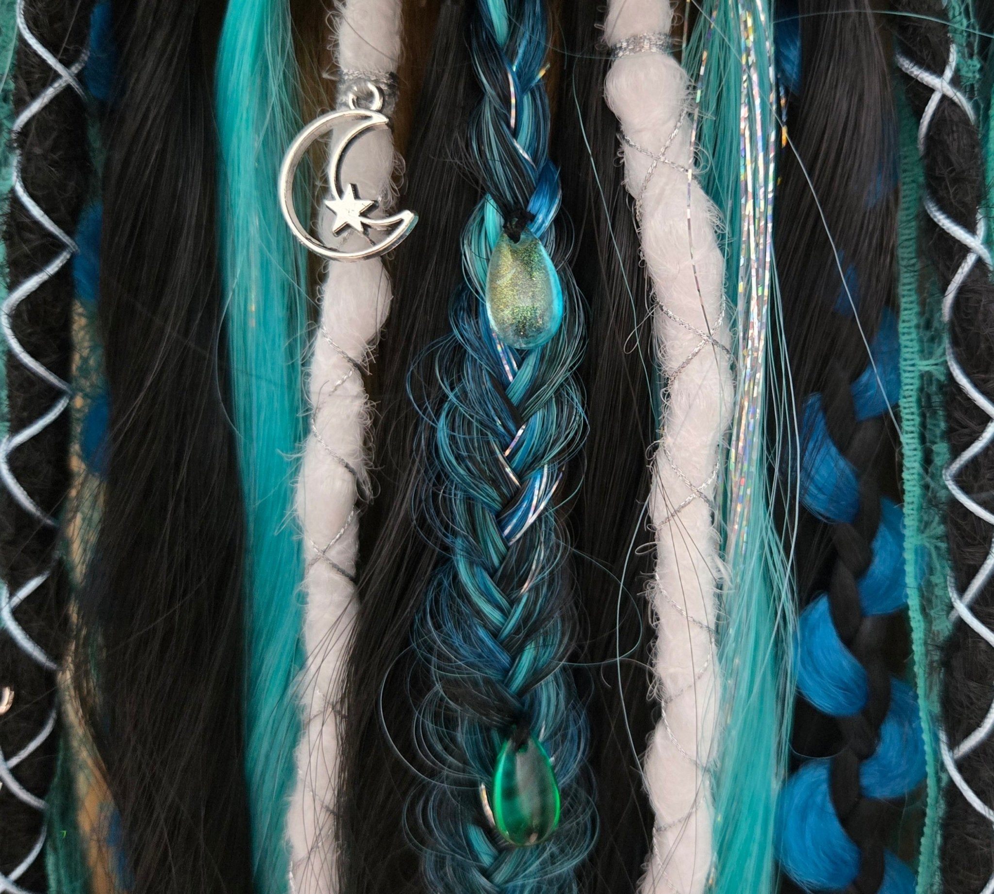 Midnight Cancer Wavy Dread Bobble 24 Inch Synthetic Hair Tie - Rockinredfox