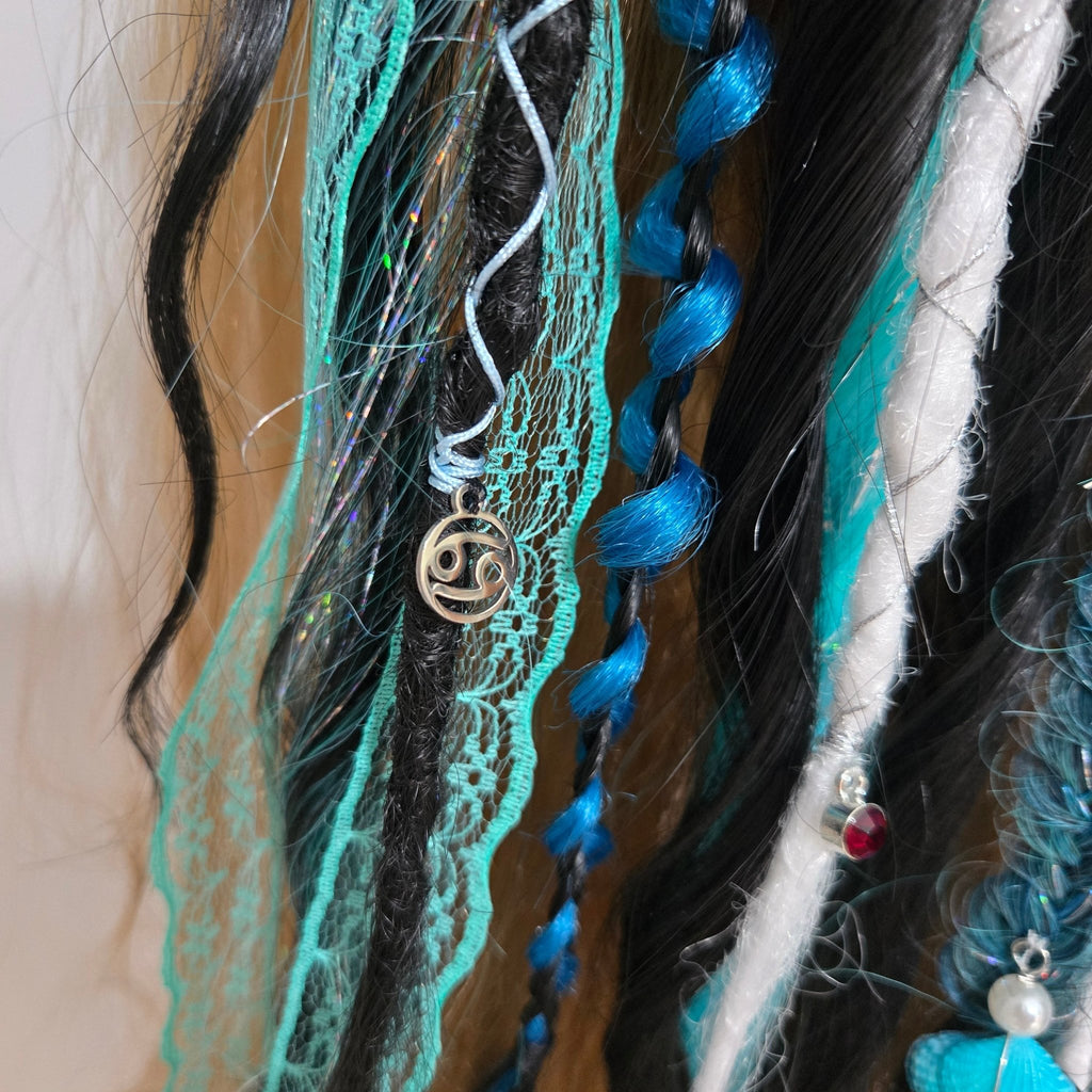 Midnight Cancer Wavy Dread Bobble 24 Inch Synthetic Hair Tie - Rockinredfox