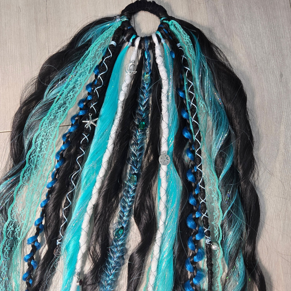 Midnight Cancer Wavy Dread Bobble 24 Inch Synthetic Hair Tie - Rockinredfox