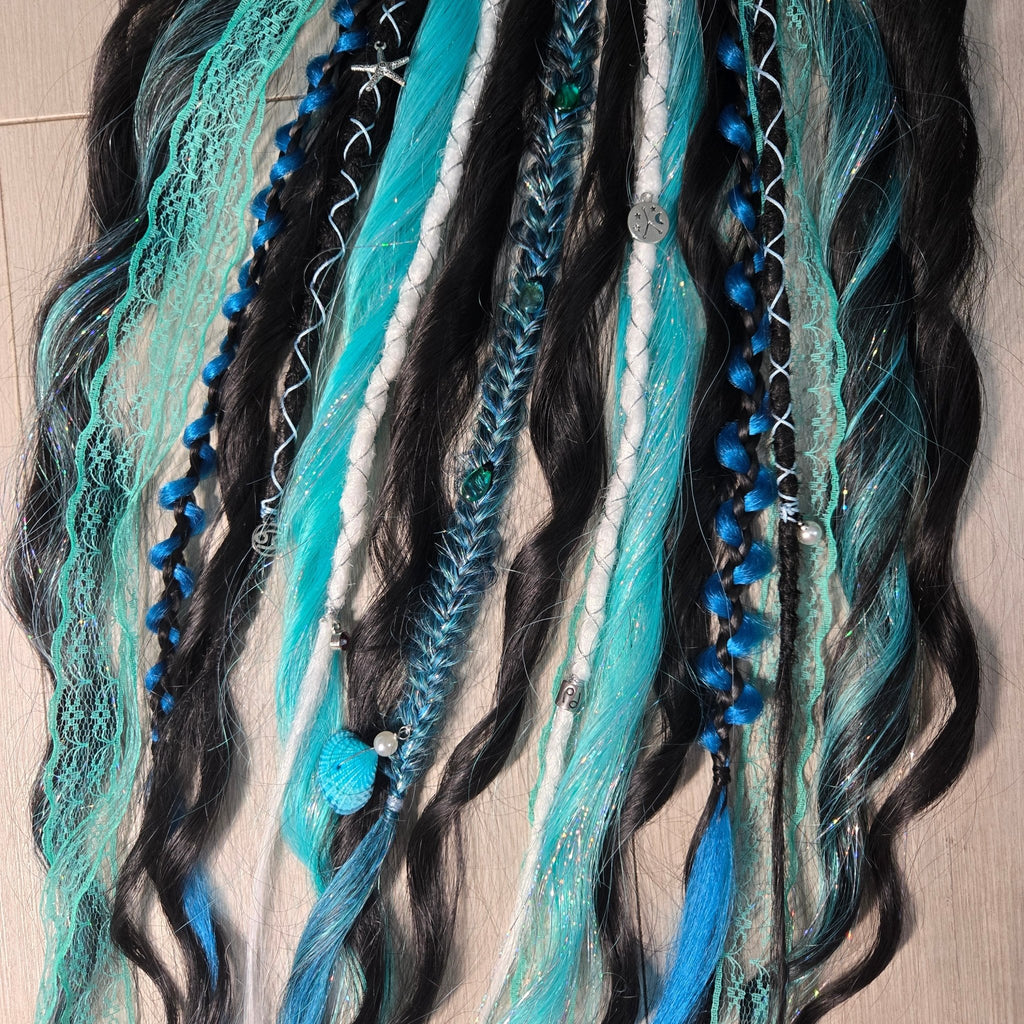 Midnight Cancer Wavy Dread Bobble 24 Inch Synthetic Hair Tie - Rockinredfox