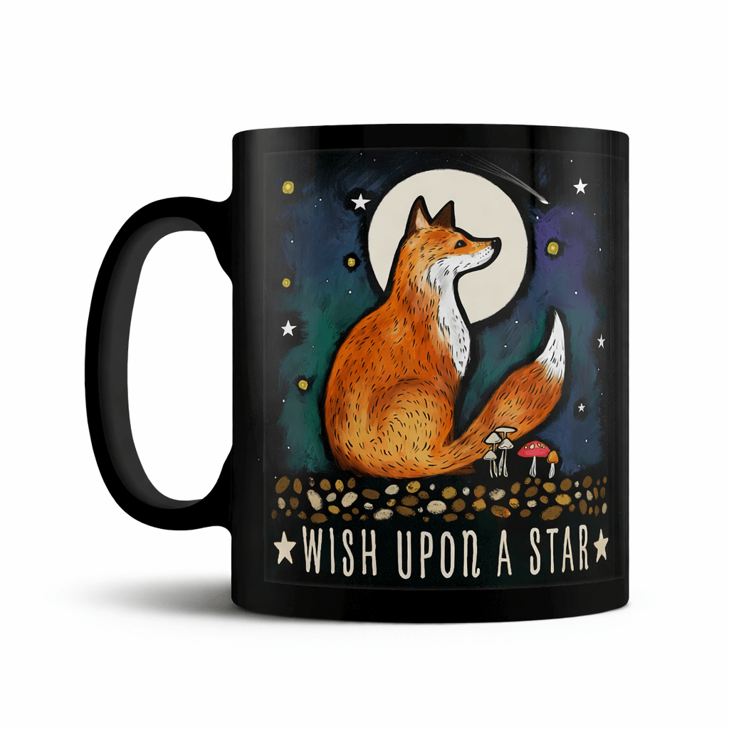 Mystical Roots Wish Upon A Star Mug – Fox Gothic Black Coffee Cup - Rockinredfox