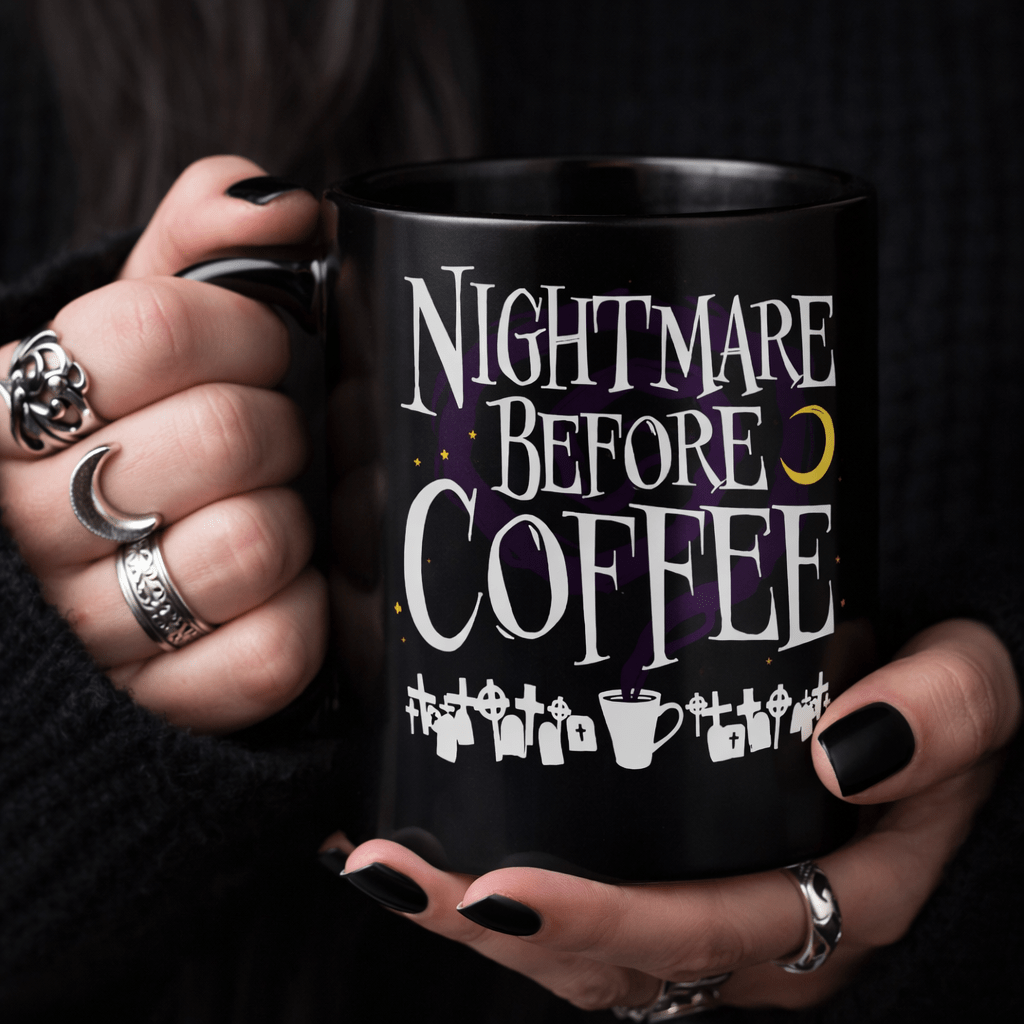 Nightmare Before Coffee Mug – Gothic Black Witchy Coffee Cup - Rockinredfox