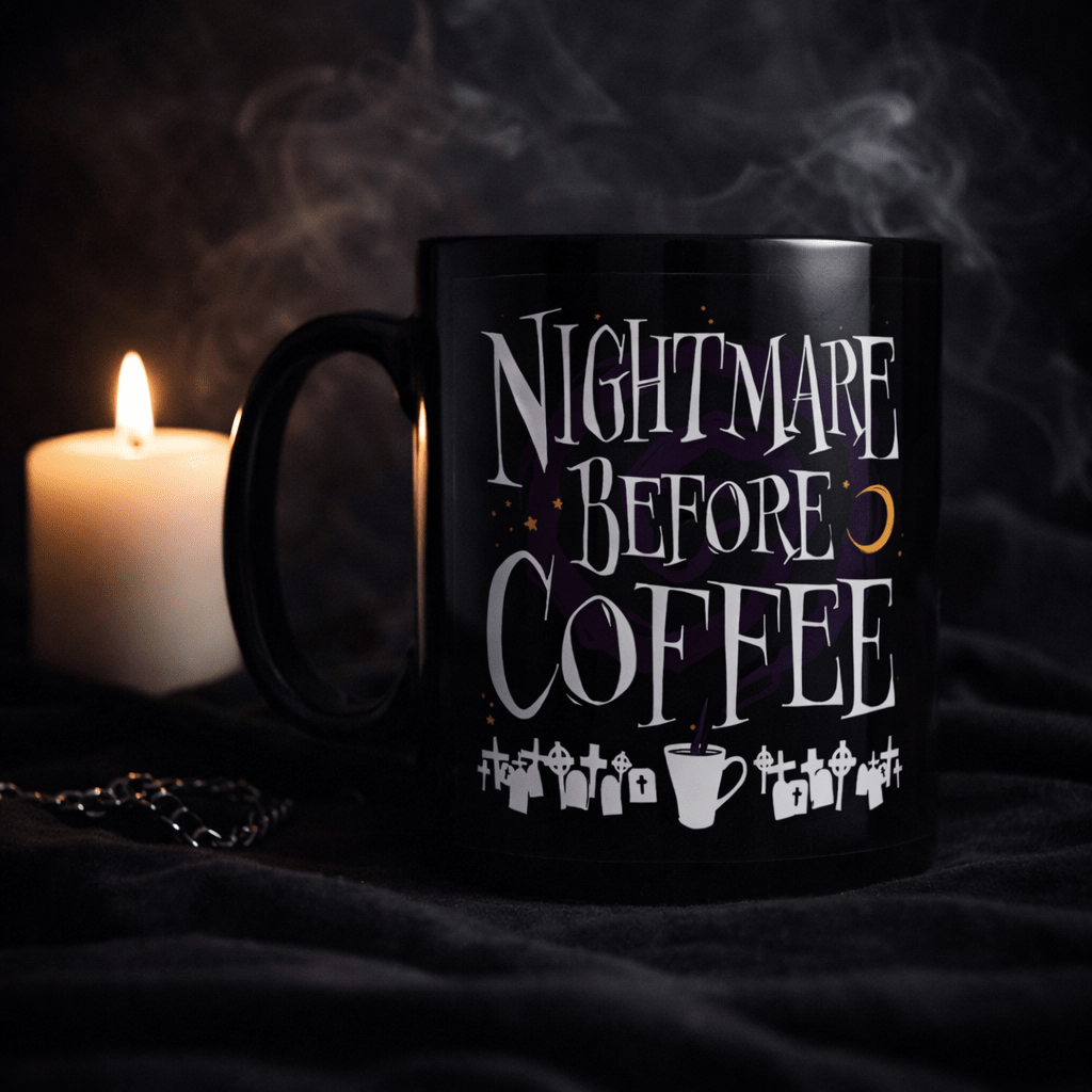 Nightmare Before Coffee Mug – Gothic Black Witchy Coffee Cup - Rockinredfox