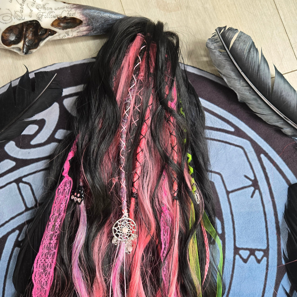 Pink Venom Claw Clip Hair Set 28 Inch Synthetic Hair Piece - Rockinredfox
