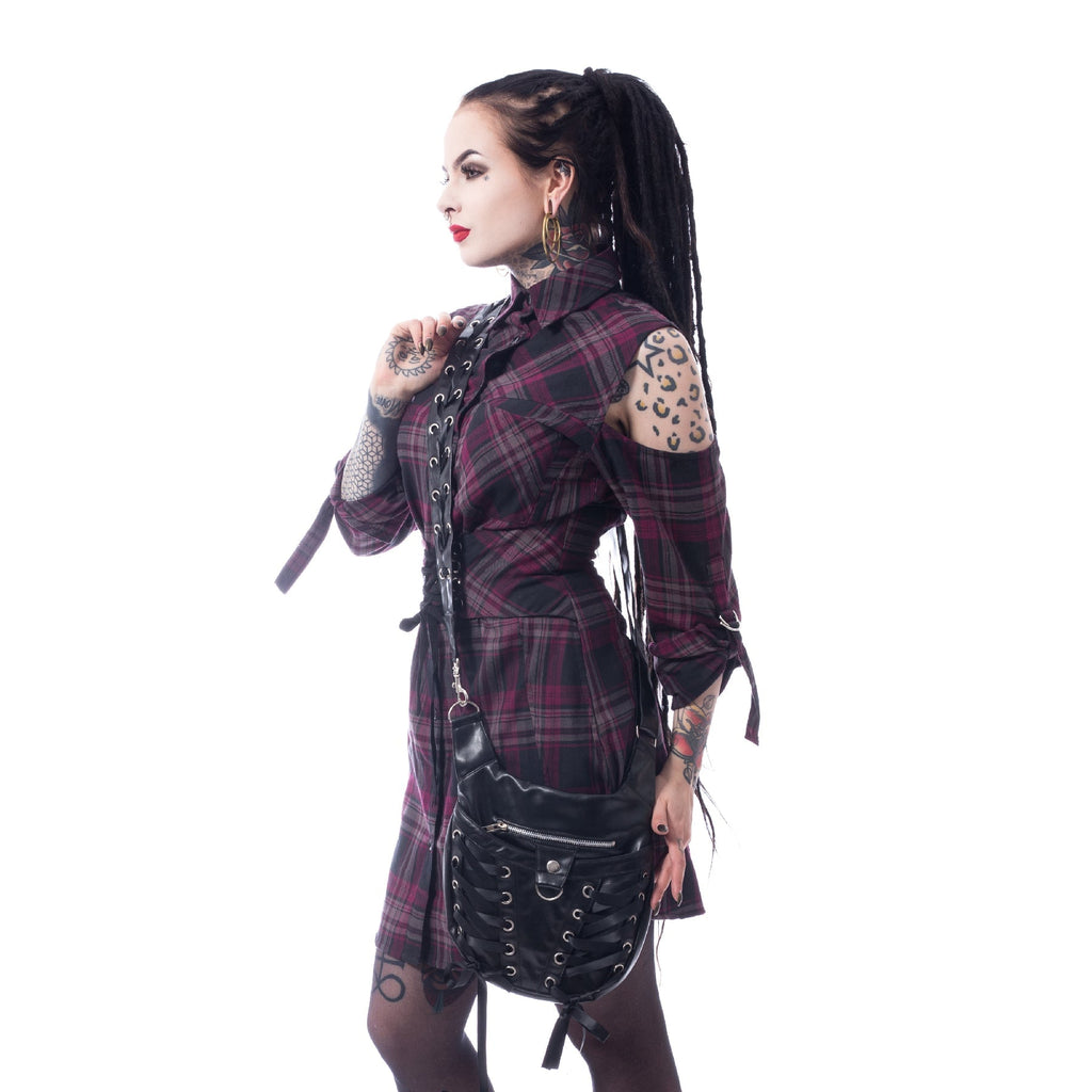 Poizen Industries Corset Bag Black Gothic Crossbody Lace - Up Punk Bag - Rockinredfox