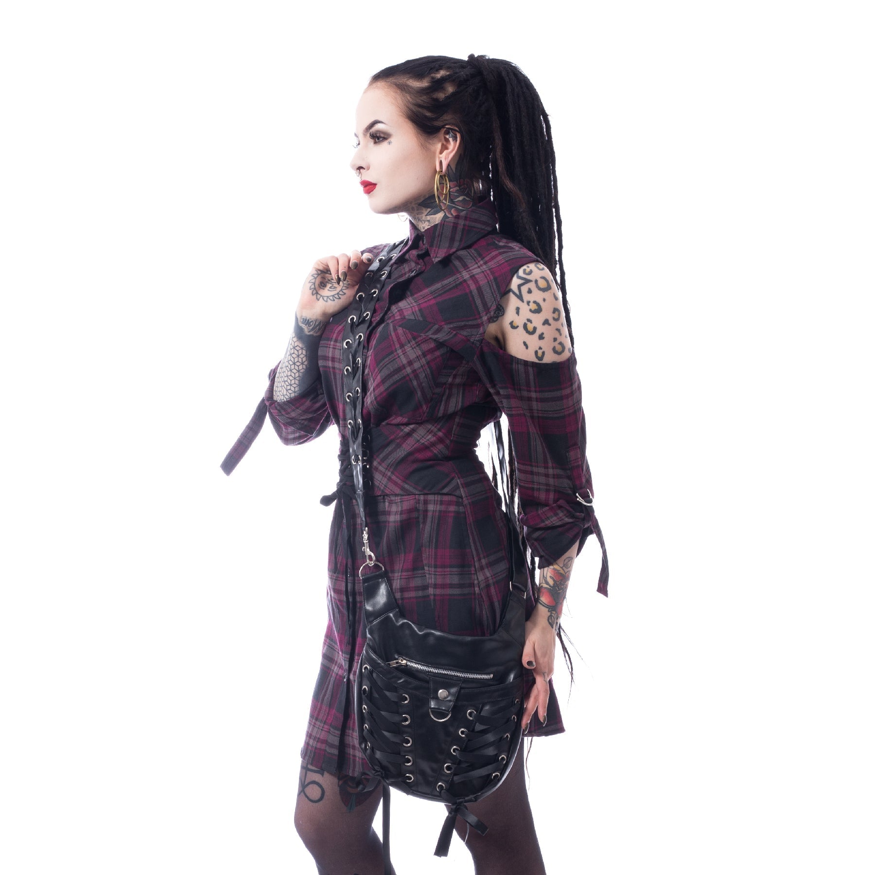 Poizen Industries Corset Bag Black Gothic Crossbody Lace - Up Punk Bag - Rockinredfox