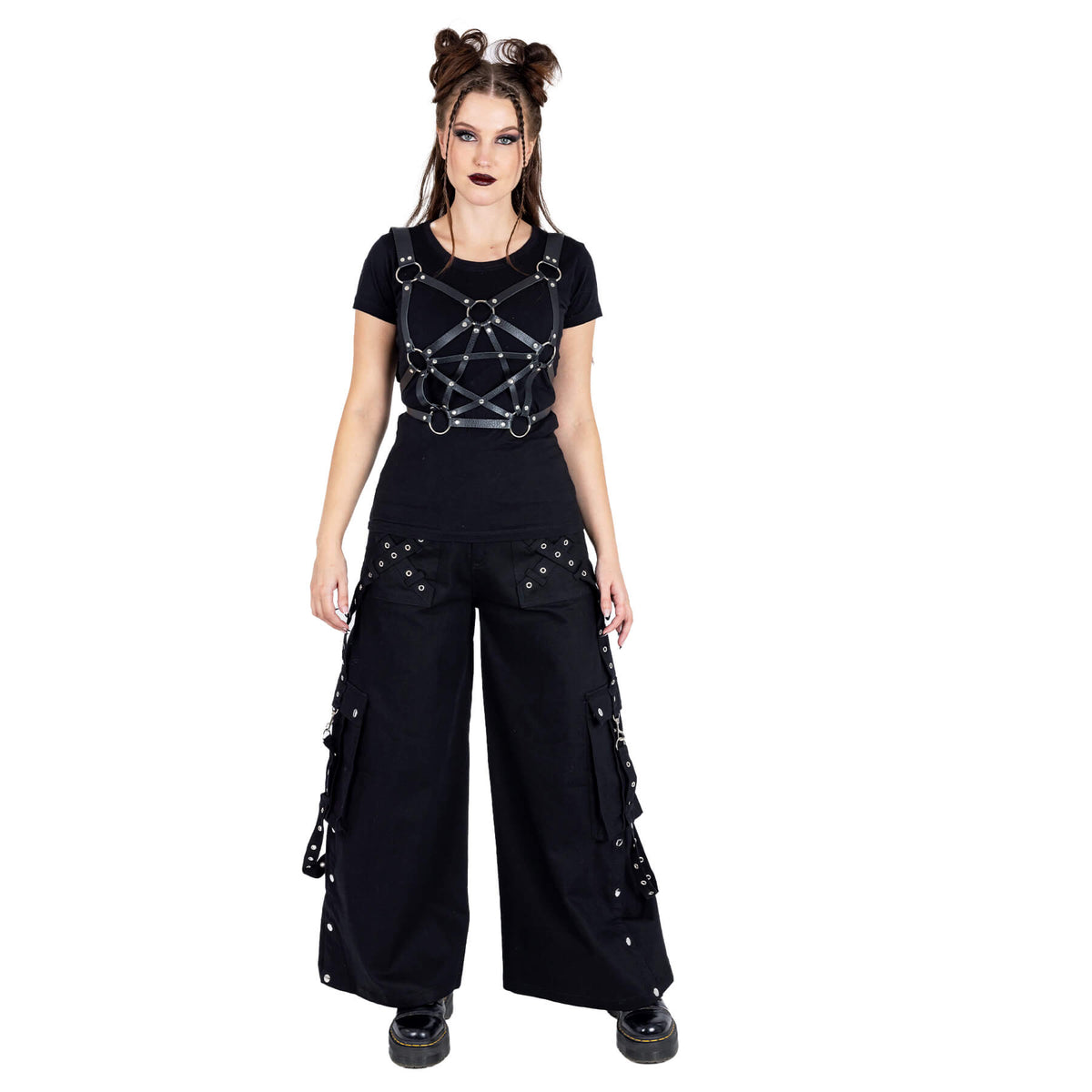 Poizen Industries Cursed Harness Black Pentagram Gothic Body Harness - Rockinredfox