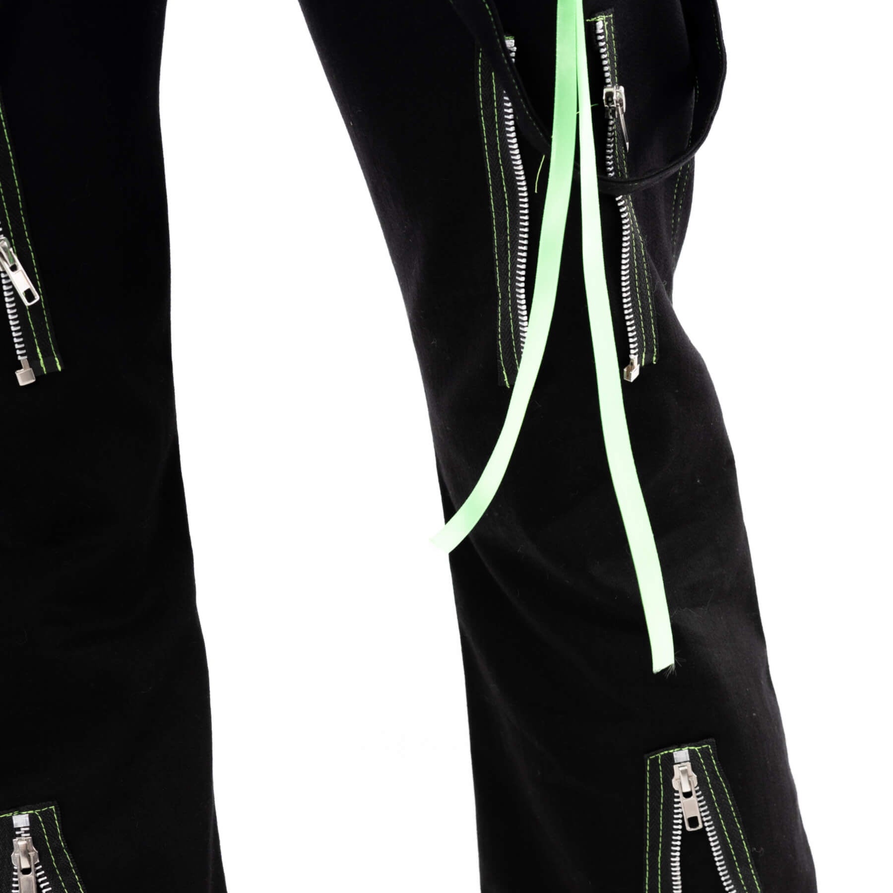 Poizen Industries Fuse Pants – Black & Green Gothic Trousers | Size 30/32 UK 12 - Rockinredfox