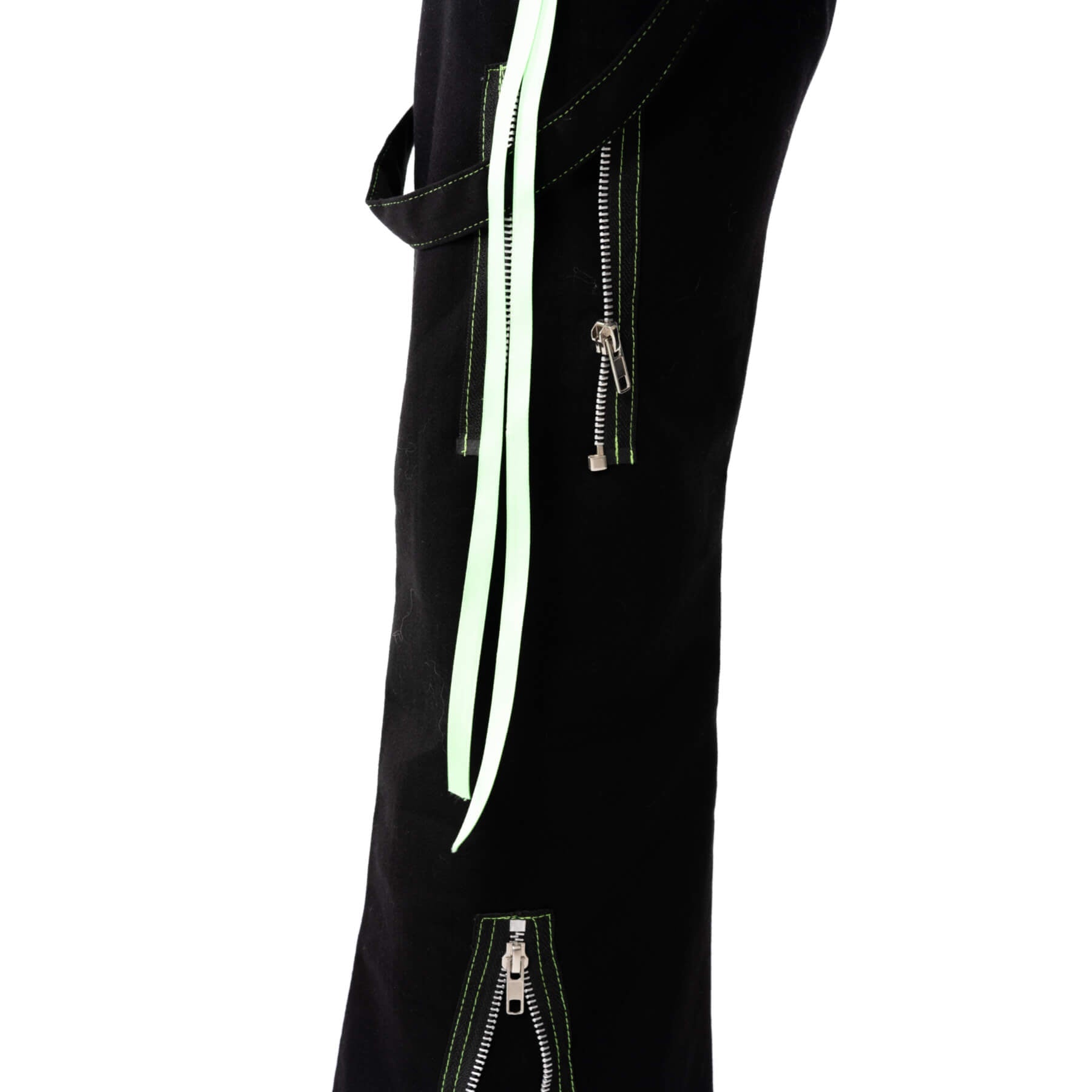 Poizen Industries Fuse Pants – Black & Green Gothic Trousers | Size 30/32 UK 12 - Rockinredfox