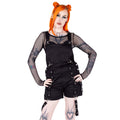 Poizen Industries Hallie Dungarees Black Gothic Harness Strap Shorts Alternative Punk Grunge - Rockinredfox