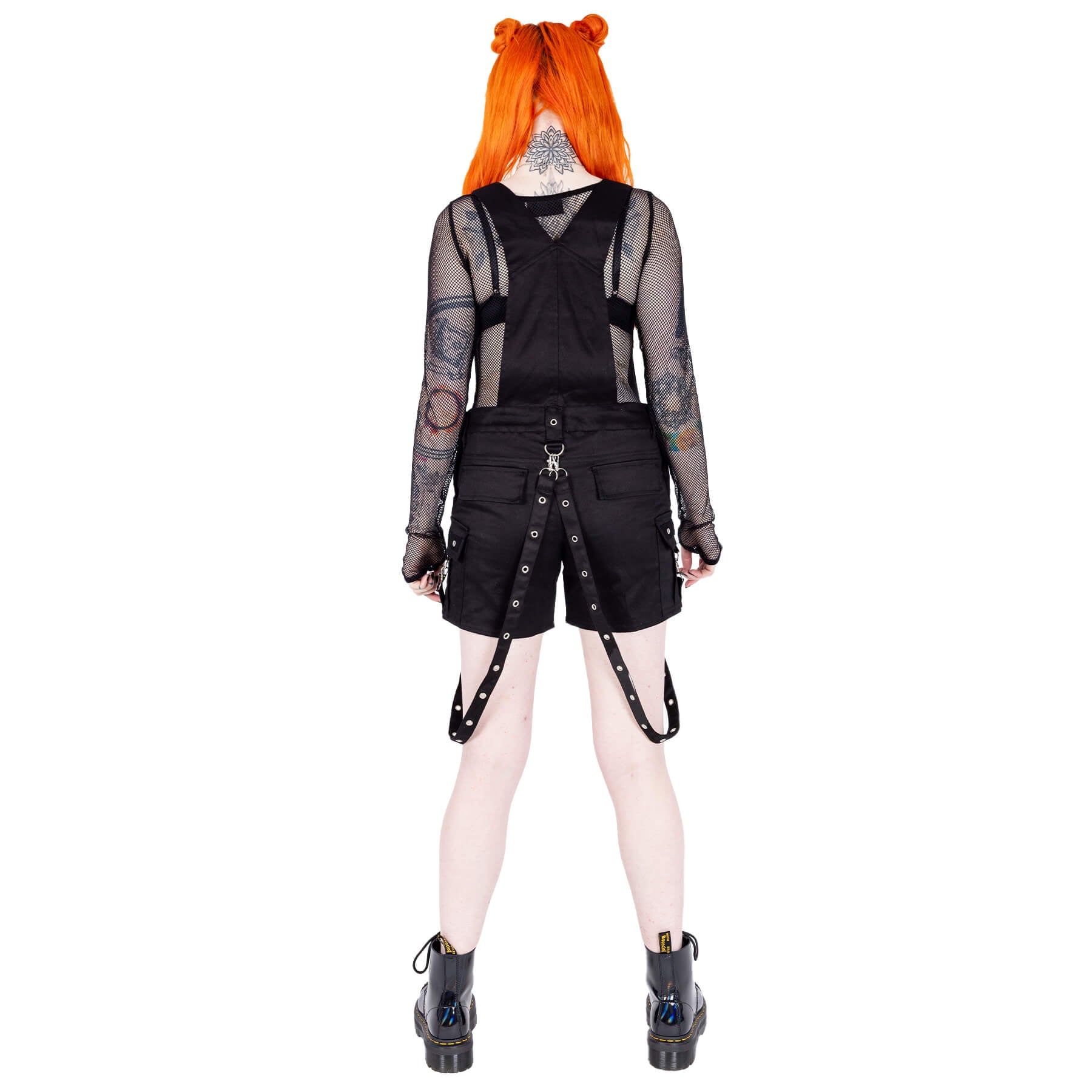 Poizen Industries Hallie Dungarees Black Gothic Harness Strap Shorts Alternative Punk Grunge - Rockinredfox