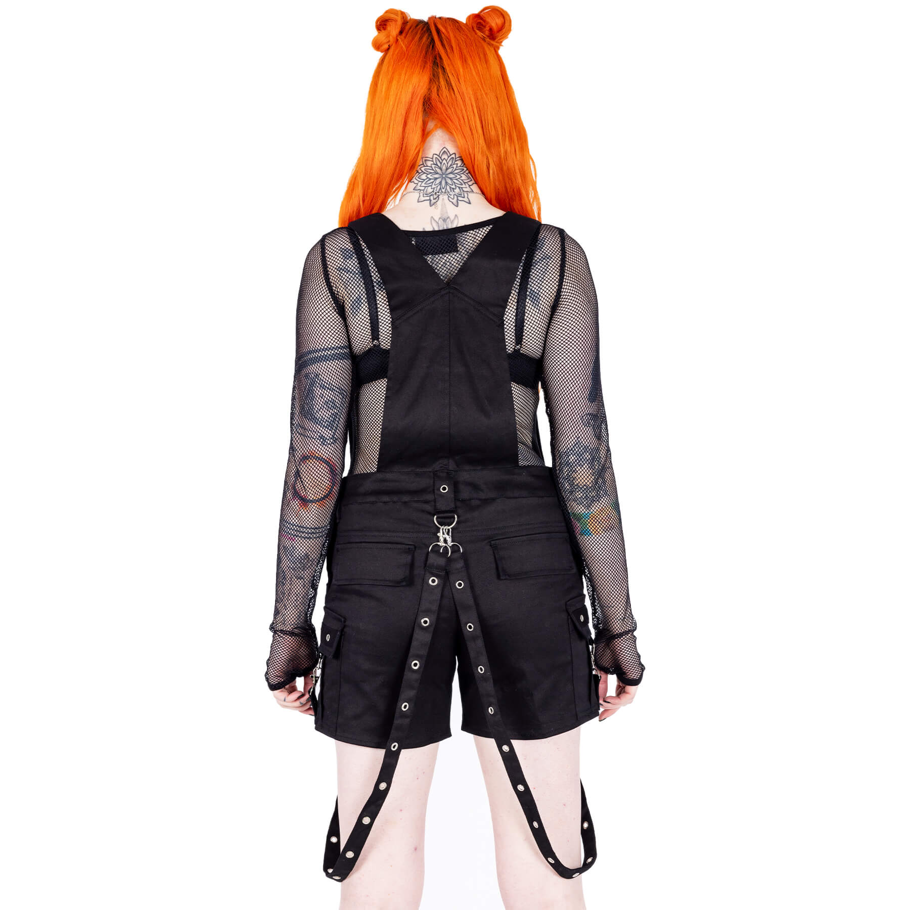 Poizen Industries Hallie Dungarees Black Gothic Harness Strap Shorts Alternative Punk Grunge - Rockinredfox