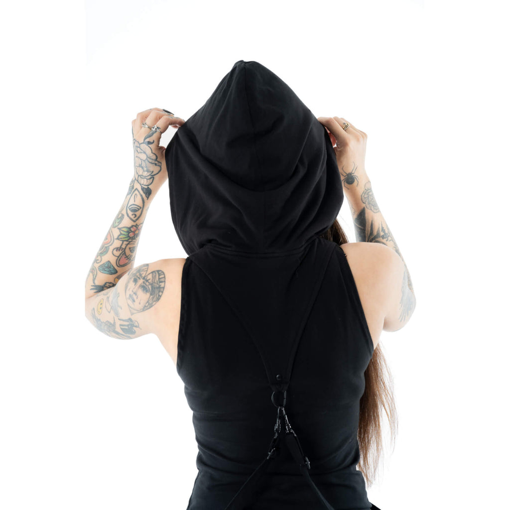 Poizen Industries Helia Dress Black Gothic Hooded Maxi Dress Alternative Fashion - Rockinredfox