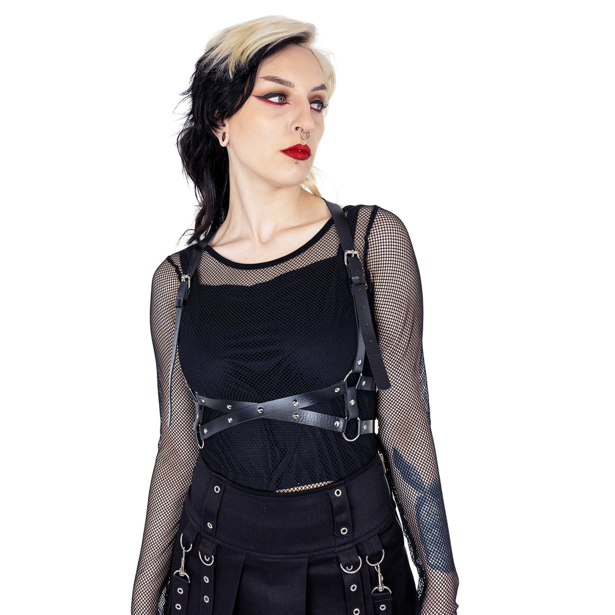 Poizen Industries Larisa Harness Black Gothic Studded Body Harness - Rockinredfox