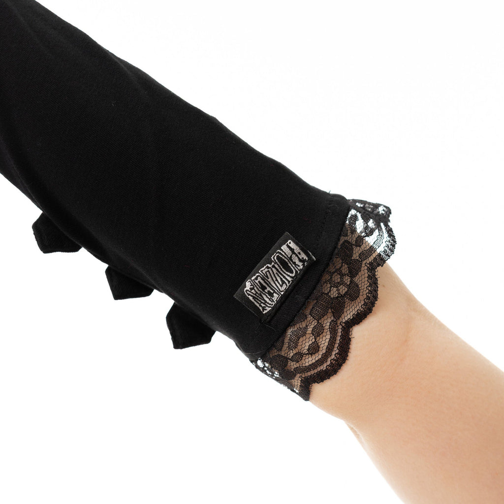 Poizen Industries Monroe Armwarmers Black Gothic Lace Up Buckle Arm Warmers - Rockinredfox