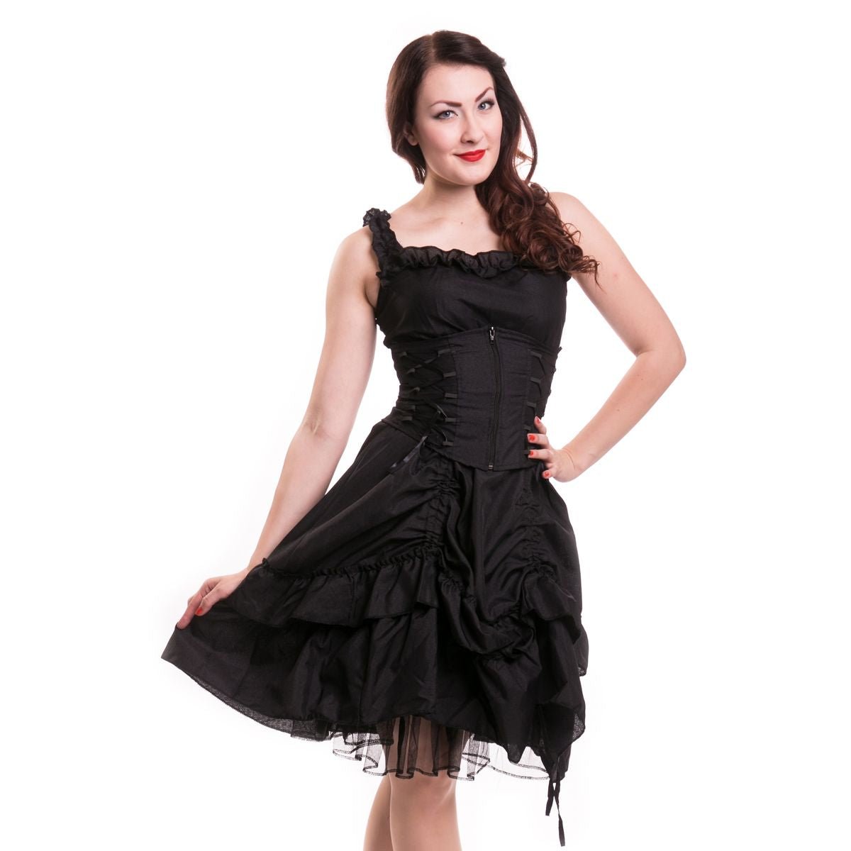 Poizen Industries Soul Dress Black Gothic Dress with Detachable Corset - Rockinredfox