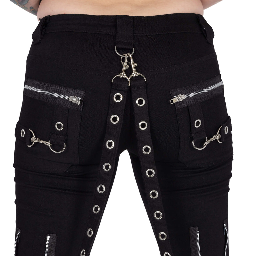 Poizen Industries Trinity Pants Black Gothic Lace Up Zip Alternative Trousers - Rockinredfox