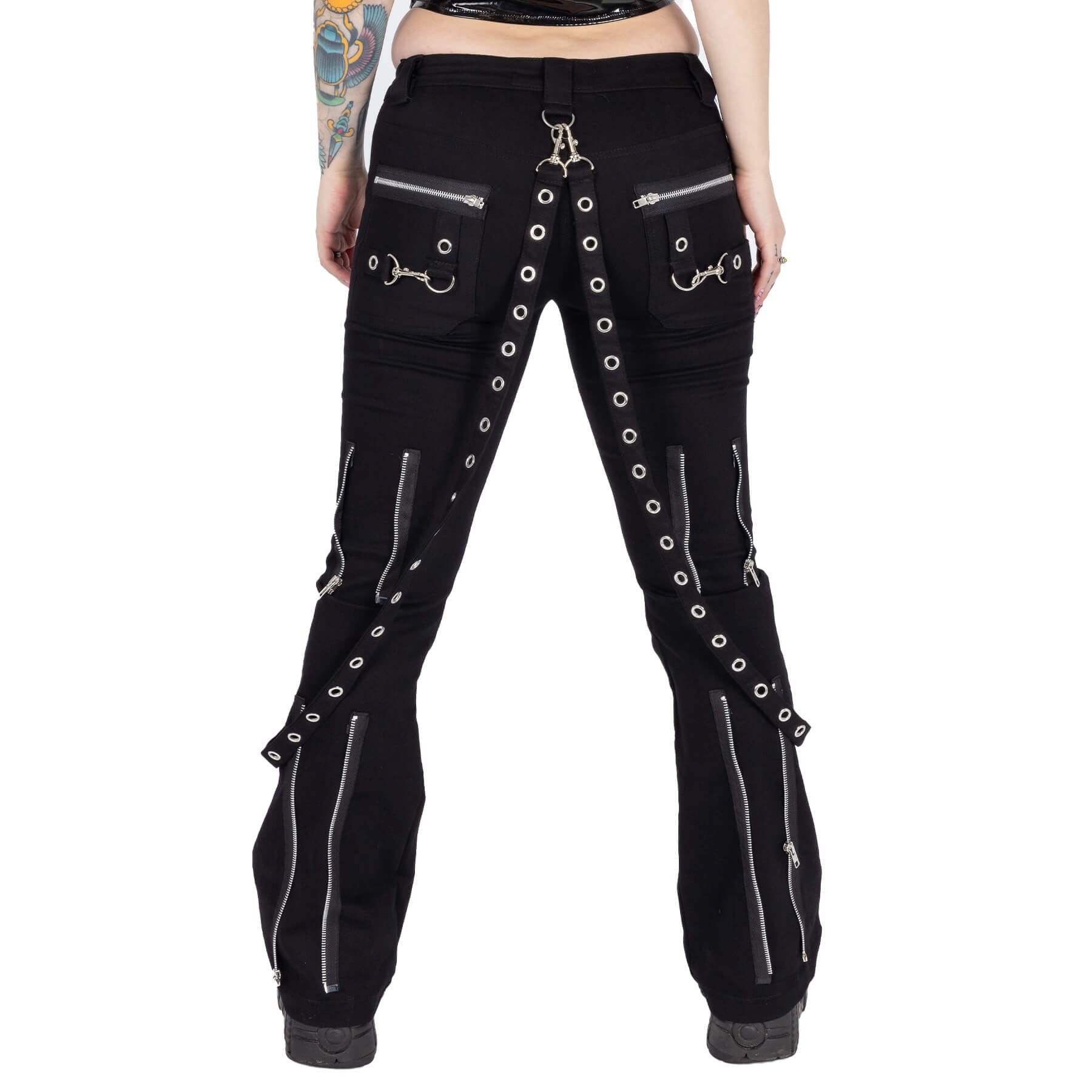 Poizen Industries Trinity Pants Black Gothic Lace Up Zip Alternative Trousers - Rockinredfox