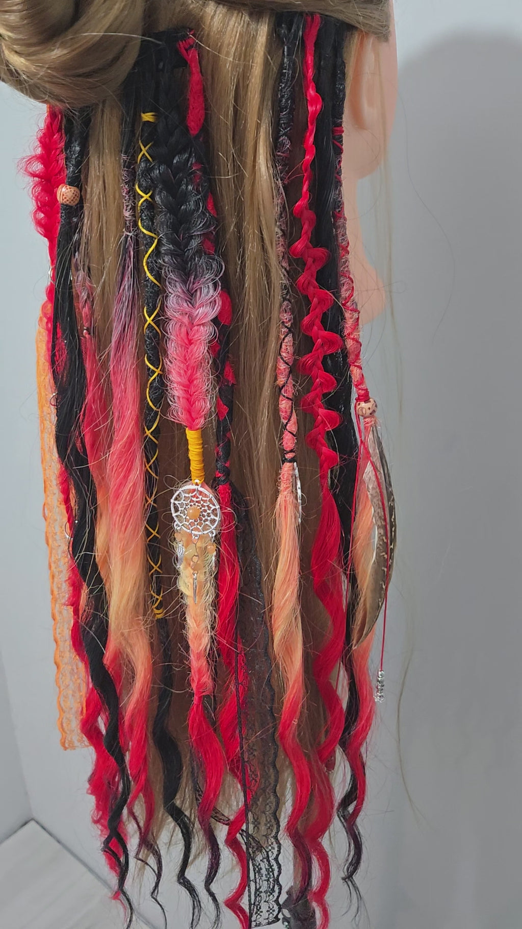 Fire Witch Clip In Dread Set 24 Inch Synthetic Hair Extensions