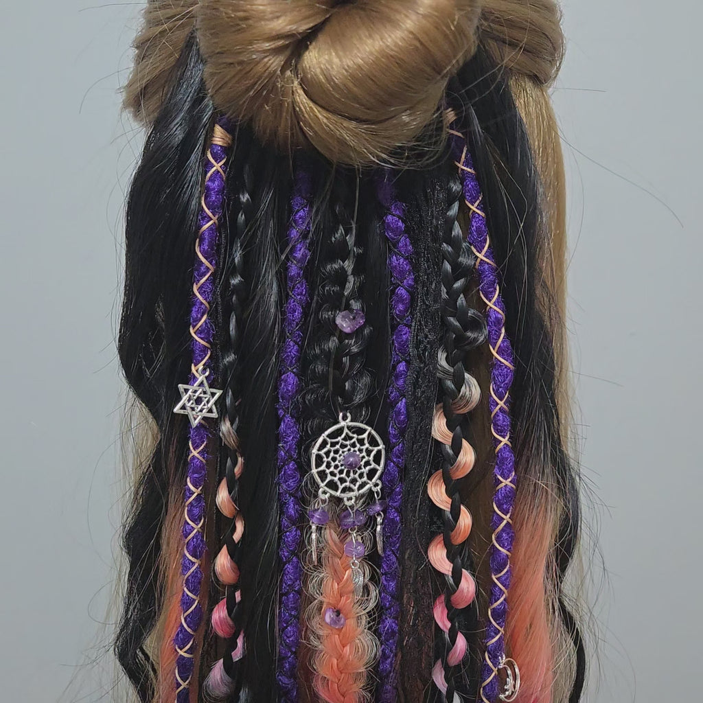 Amethyst Prism Wavy Dread Bobble 24 Inch Synthetic Hair Tie