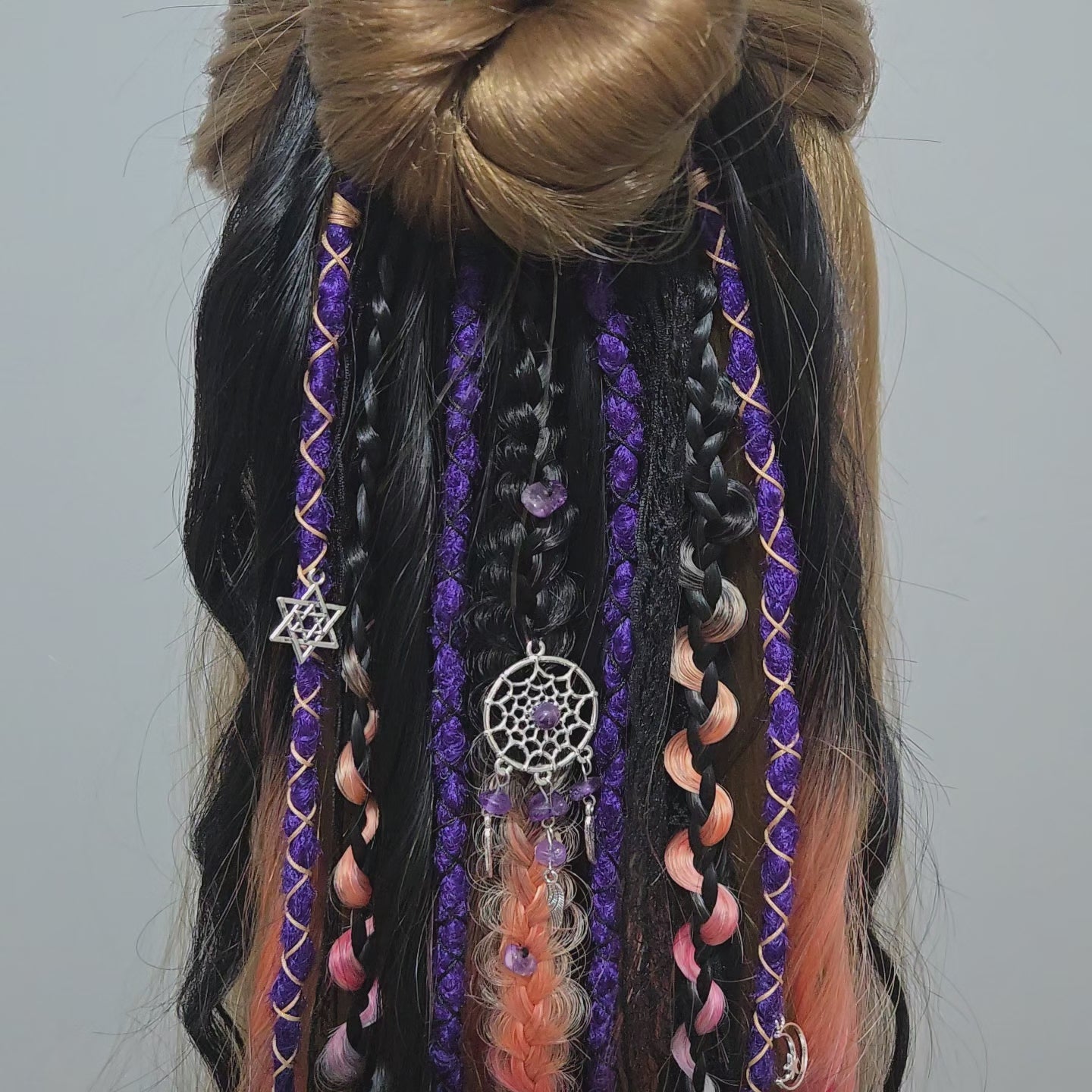 Amethyst Prism Wavy Dread Bobble 24 Inch Synthetic Hair Tie