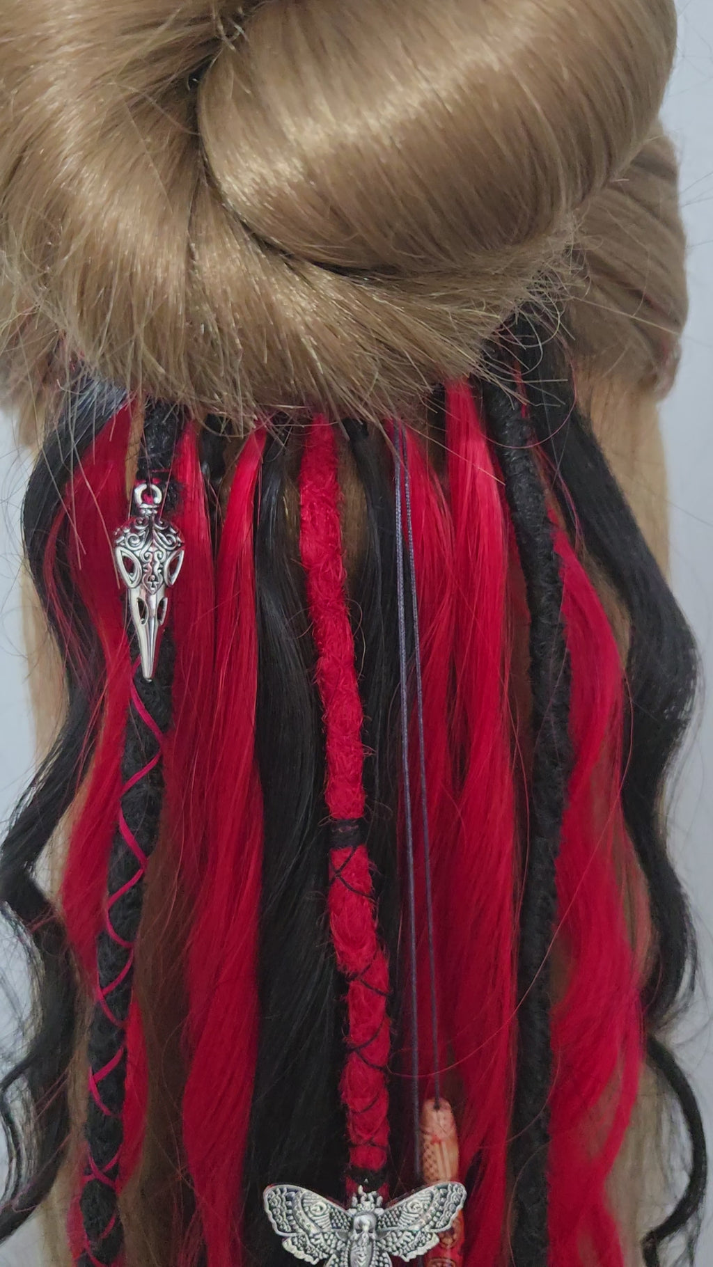 Black Flame Wavy Dread Bobble 24 Inch Synthetic Hair Tie