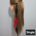 RavenDreadz 18 Inch Red & Black Feather Hair Clip with Beads & Charms - Rockinredfox