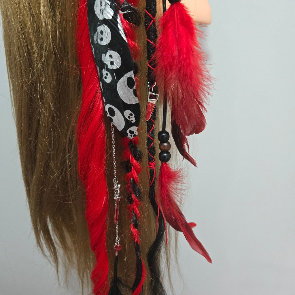 RavenDreadz 24 Inch Halloween Clip In Dreads & Synthetic Hair Extension - Rockinredfox