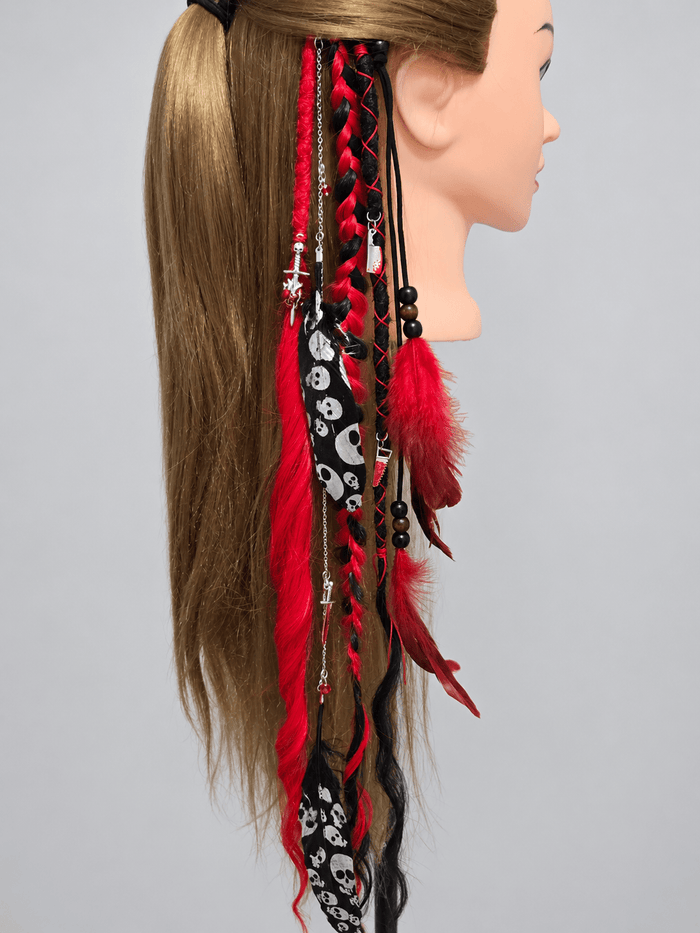 Bloodlust red and black RavenDreadz Halloween clip-in dreads