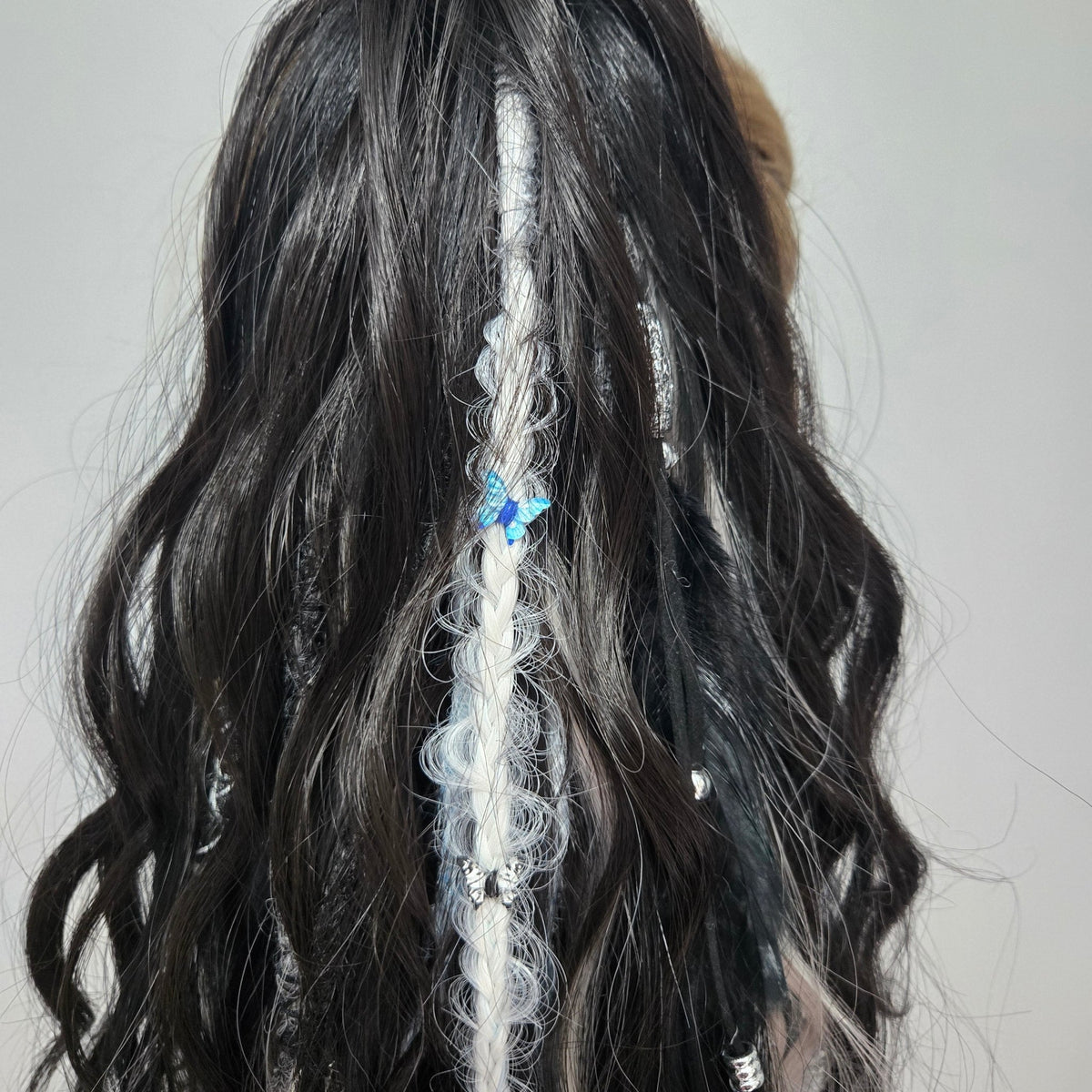 RavenDreadz Midnight Frost 26" Black Blue Fantasy Claw Clip Hair Piece - Rockinredfox