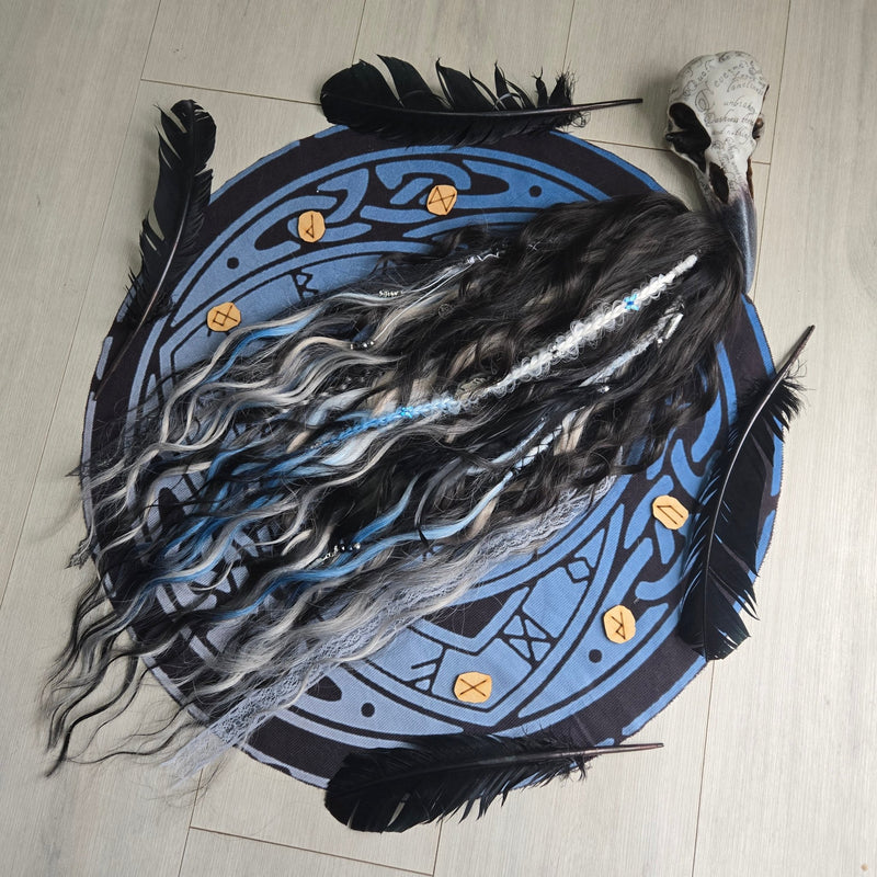 RavenDreadz Midnight Frost 26" Black Blue Fantasy Claw Clip Hair Piece