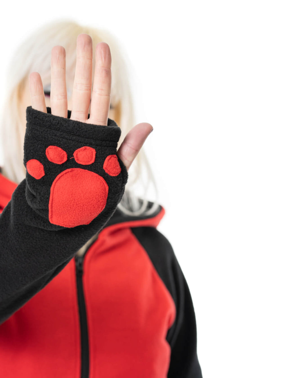 Luv Bunny LB Cross Hood Red Black Alternative Bunny Hoodie