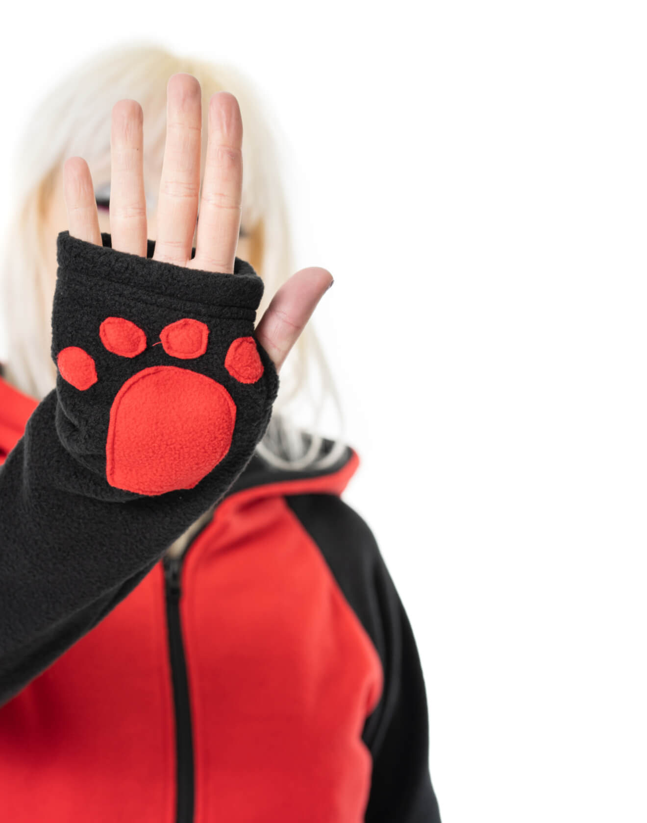 Luv Bunny LB Cross Hood Red Black Alternative Bunny Hoodie