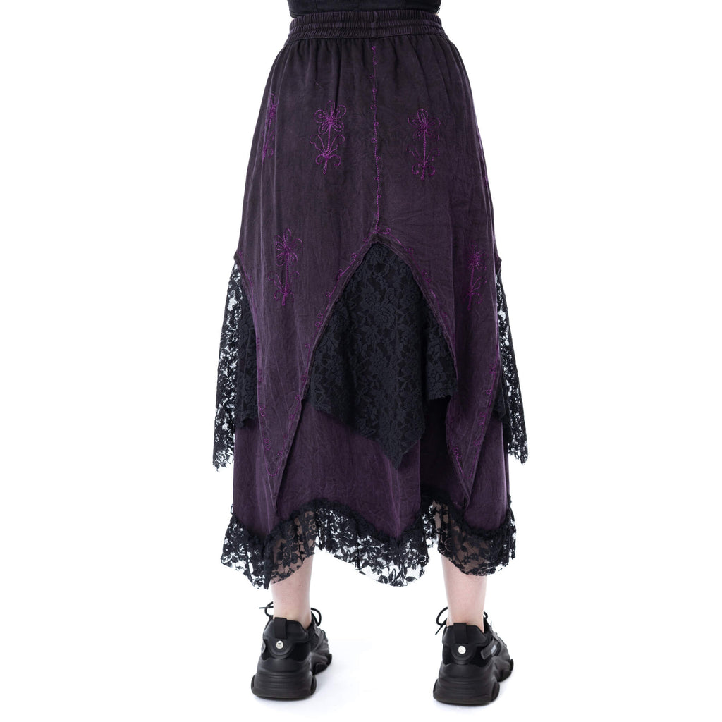 Innocent Lifestyle Solea Skirt Purple Stonewash Lace Maxi Skirt