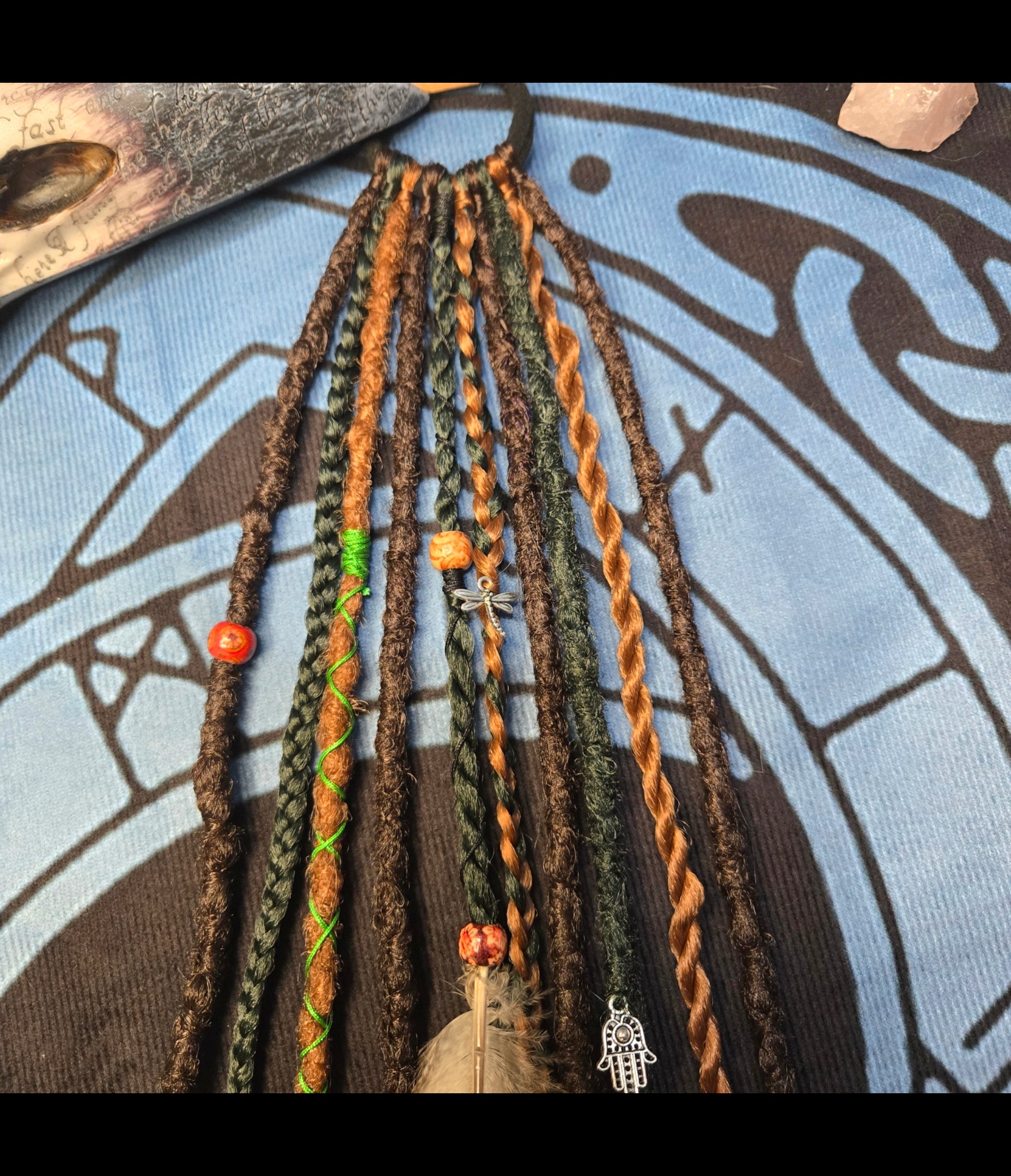 Forest Witch Dread Bobble – Handmade Synthetic Dread Hair Wrap | 10 Dreads & Braids | 24" Alternative Hair Accessory | RavenDreadz