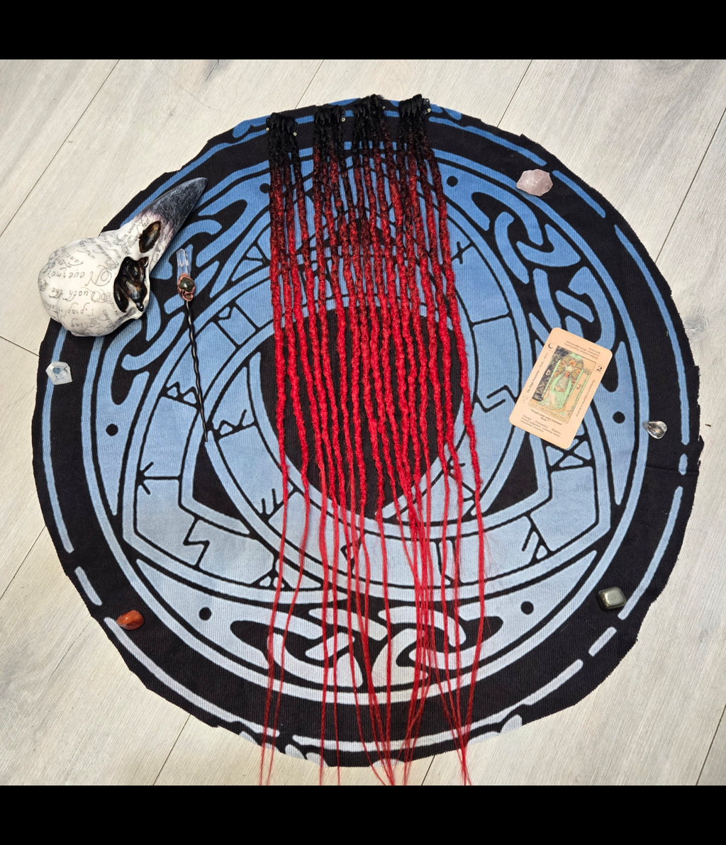 Crimson Hex Clip-In Dread Extensions – Black & Red | Handmade Synthetic Dreads | Partial Set Available | RavenDreadz