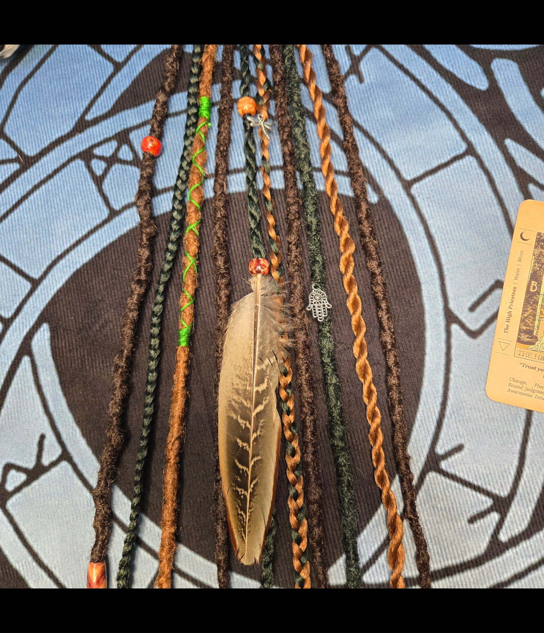 Forest Witch Dread Bobble – Handmade Synthetic Dread Hair Wrap | 10 Dreads & Braids | 24" Alternative Hair Accessory | RavenDreadz