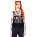 Innocent Lifestyle Maise Fringe Vest Black Multi Crochet Boho Top