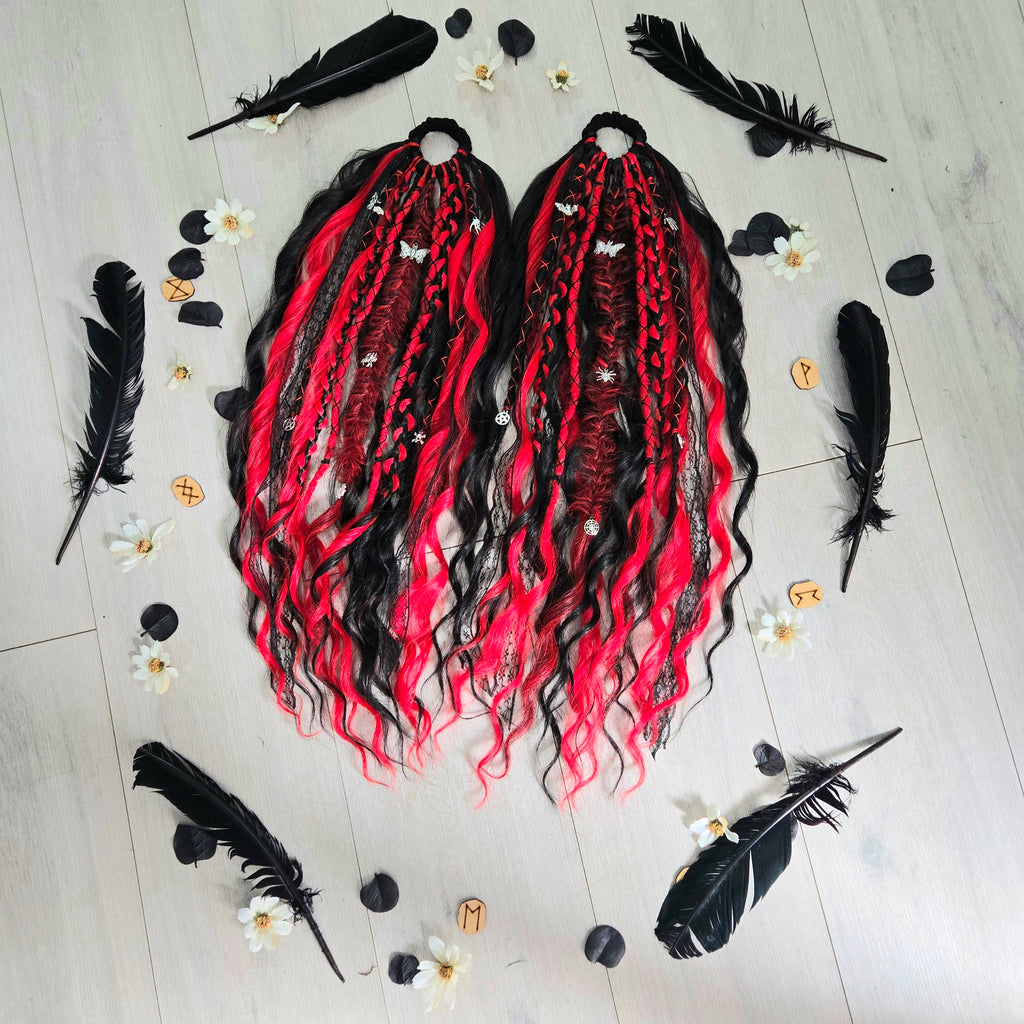 Crimson Shadow Twin Bobble Set 24 Inch Synthetic Hair Ties