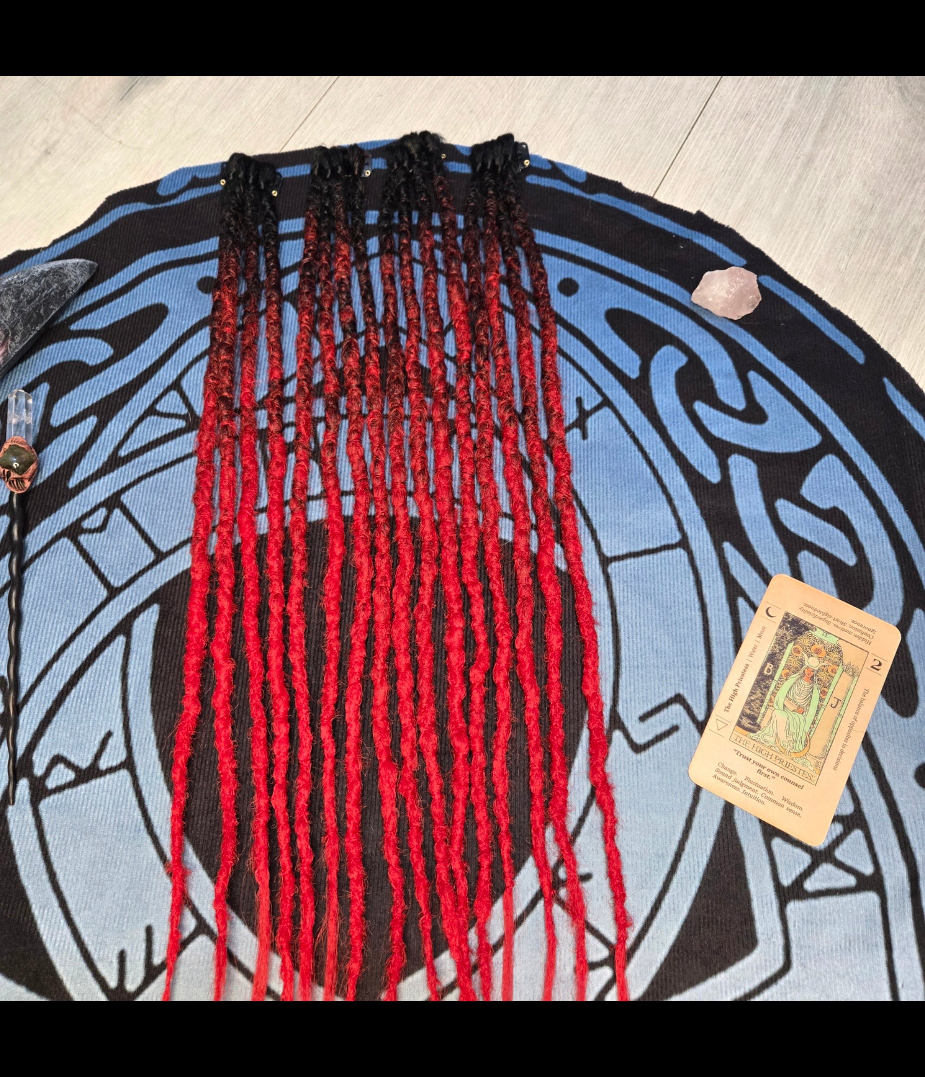 Crimson Hex Clip-In Dread Extensions – Black & Red | Handmade Synthetic Dreads | Partial Set Available | RavenDreadz