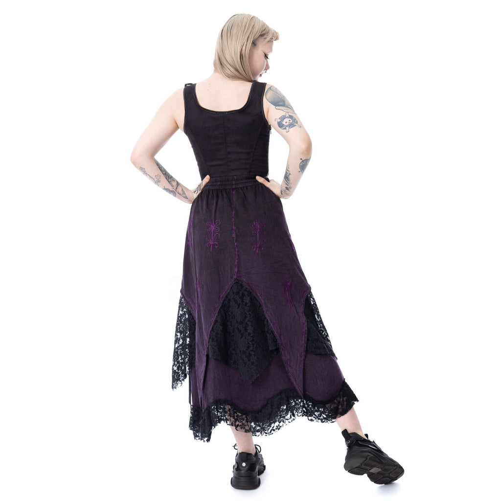 Innocent Lifestyle Solea Skirt Purple Stonewash Lace Maxi Skirt