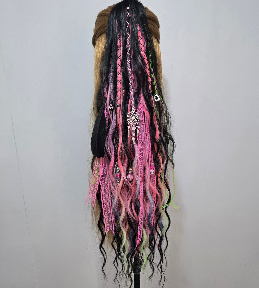 Pink Venom Claw Clip Hair Set 28 Inch Synthetic Hair Piece
