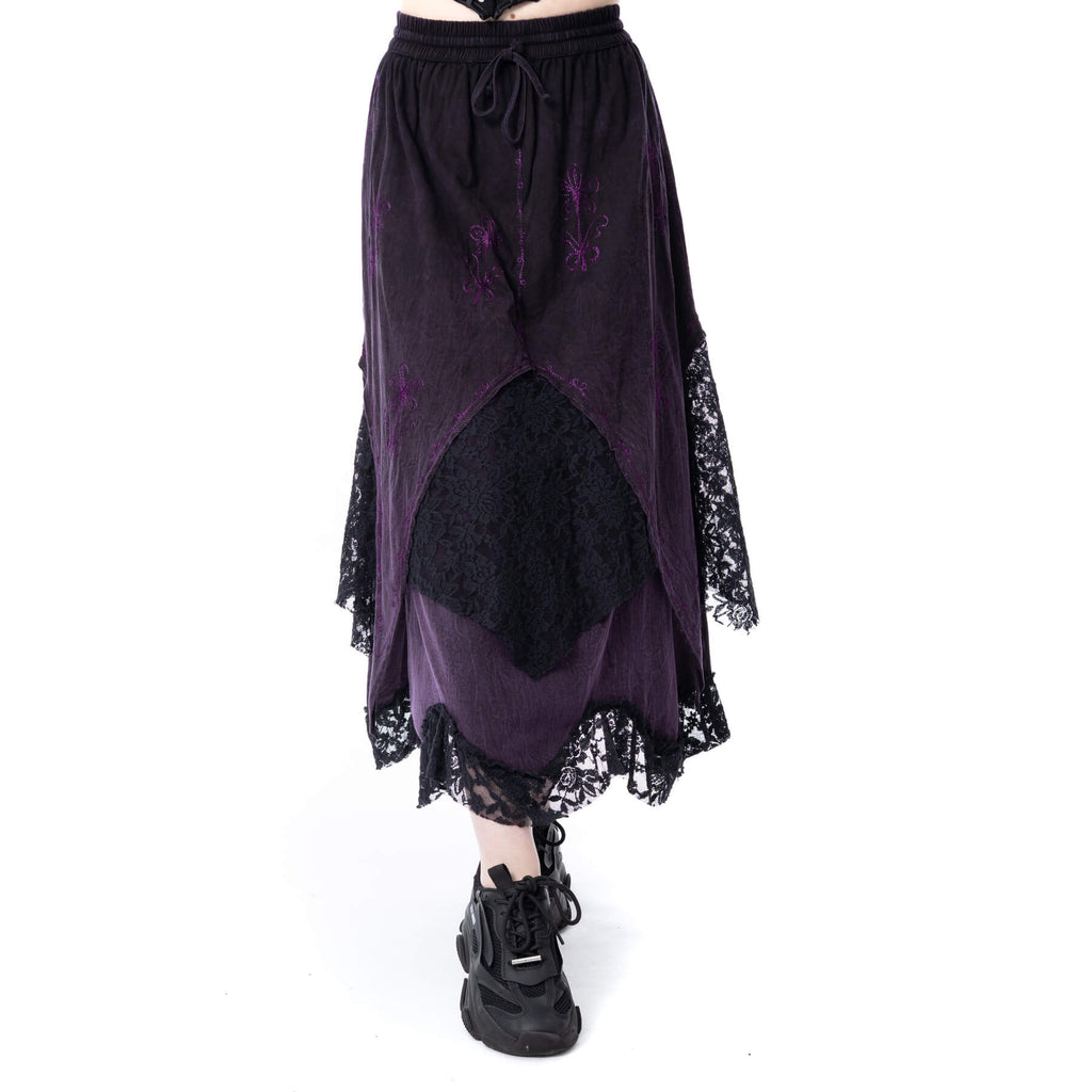 Innocent Lifestyle Solea Skirt Purple Stonewash Lace Maxi Skirt