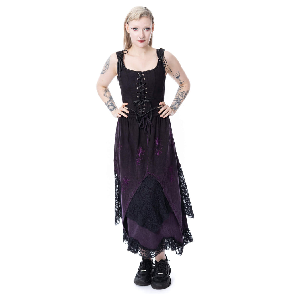 Innocent Lifestyle Solea Skirt Purple Stonewash Lace Maxi Skirt