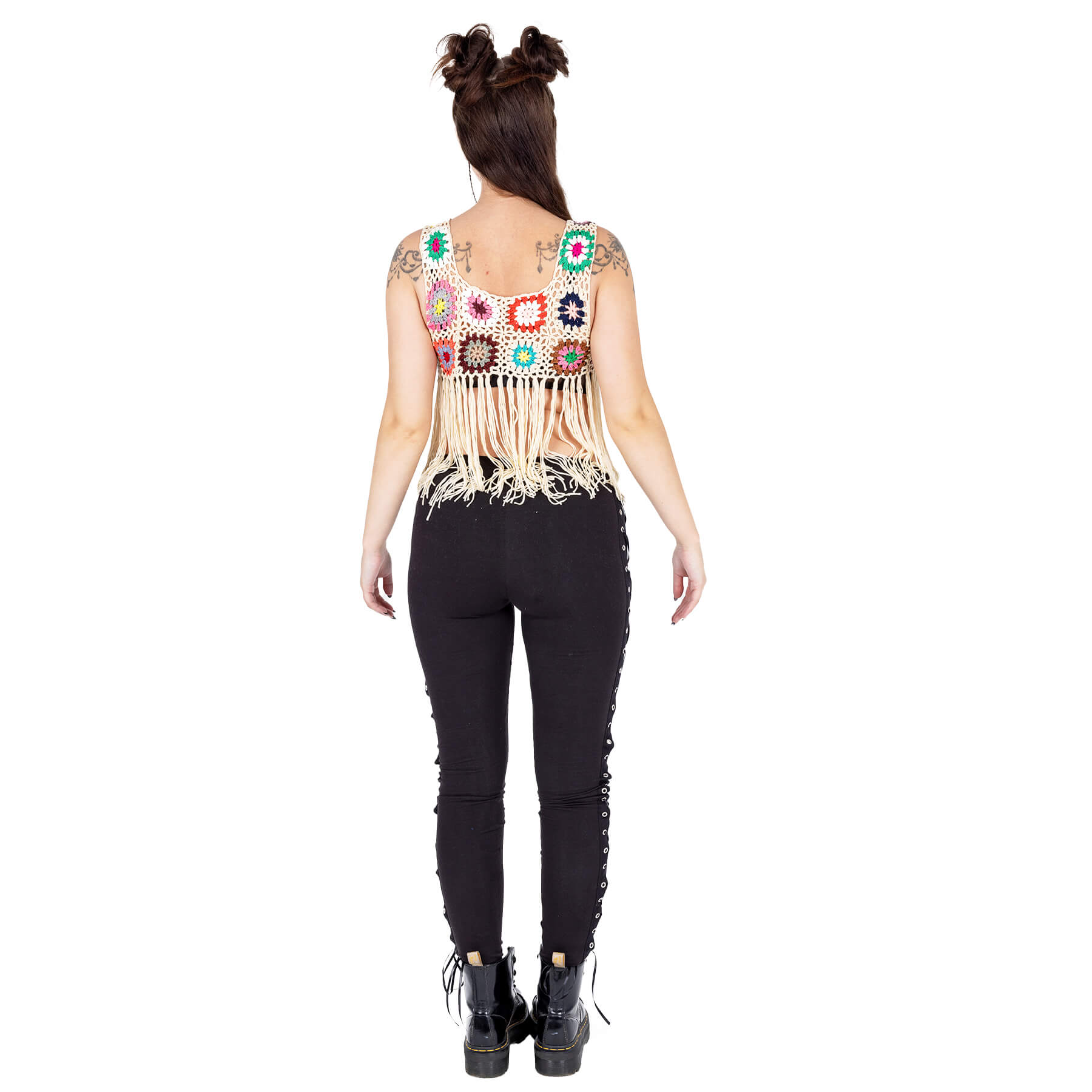 Innocent Lifestyle Maise Fringe Vest Cream Multi Crochet Boho Top